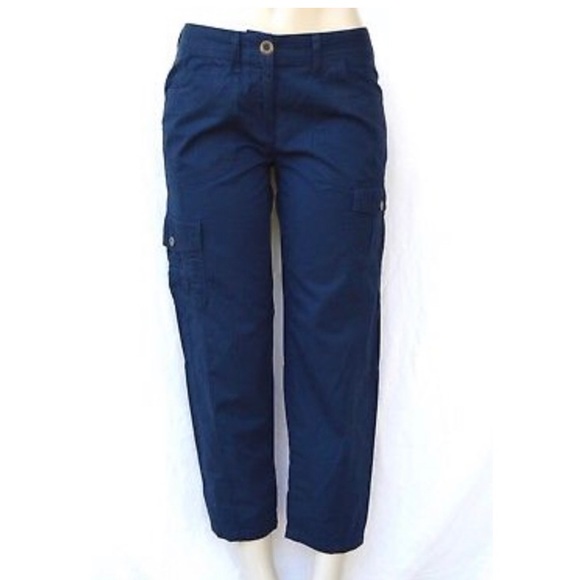 navy blue cargo capris